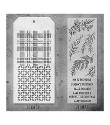 Tim Holtz Mixed Media Set (Clear Stamp & Stencil) - #32 (christmas sprigs)