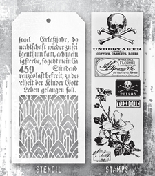 Tim Holtz Mixed Media Set (Clear Stamp & Stencil) - #72 (rest in peace)