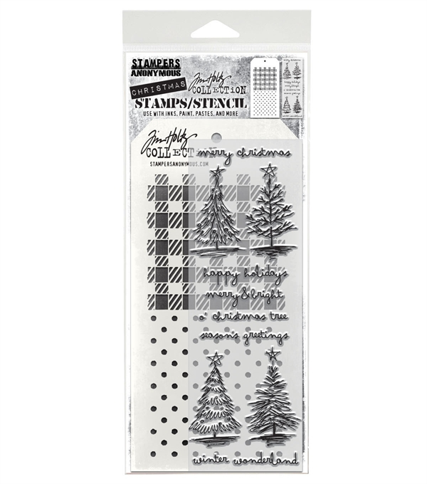 Tim Holtz Mixed Media Set (Clear Stamp & Stencil) - #78 (scribbled christmas)