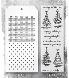 Tim Holtz Mixed Media Set (Clear Stamp & Stencil) - #78 (scribbled christmas)
