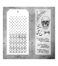 Tim Holtz Mixed Media Set (Clear Stamp & Stencil) - #28 (spooky skull)