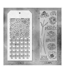 Tim Holtz Mixed Media Set (Clear Stamp & Stencil) - #24 (blooms)