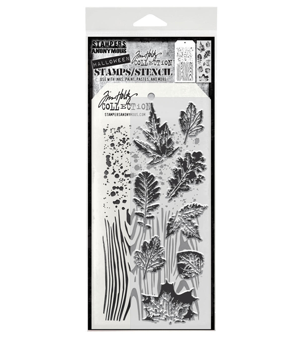 Tim Holtz Mixed Media Set (Clear Stamp & Stencil) - #67 (leaf prints)