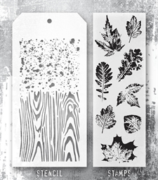 Tim Holtz Mixed Media Set (Clear Stamp & Stencil) - #67 (leaf prints)