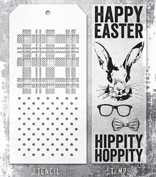 Tim Holtz Mixed Media Set (Clear Stamp & Stencil) - #64 (happy easter)