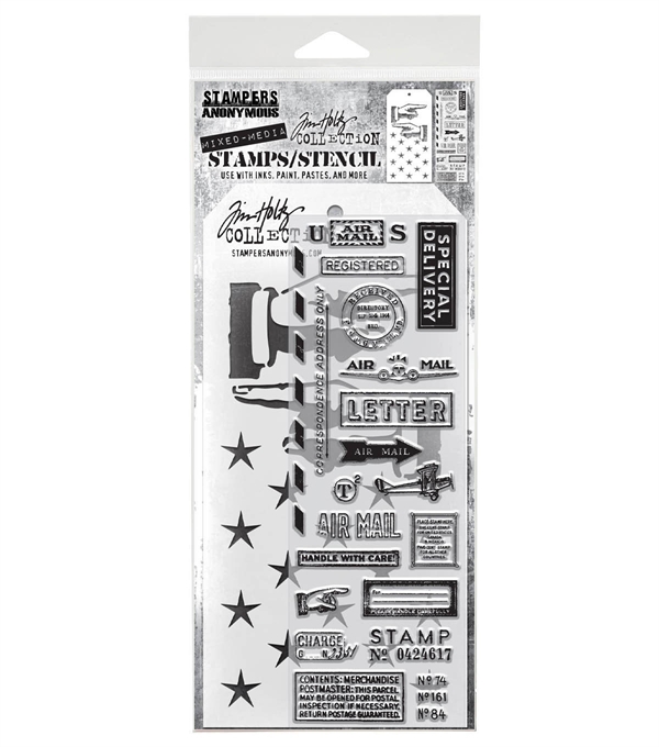 Tim Holtz Mixed Media Set (Clear Stamp & Stencil) - #41 (airmail)
