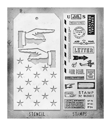 Tim Holtz Mixed Media Set (Clear Stamp & Stencil) - #41 (airmail)