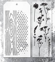 Tim Holtz Mixed Media Set (Clear Stamp & Stencil) - #59 (wildflower stems)