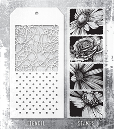 Tim Holtz Mixed Media Set (Clear Stamp & Stencil) - #81 (bold botanicals)