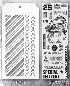Tim Holtz Mixed Media Set (Clear Stamp & Stencil) - #54 (santa mail)