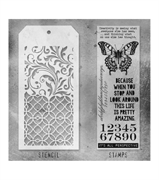 Tim Holtz Mixed Media Set (Clear Stamp & Stencil) - #15 (perspective butterfly)