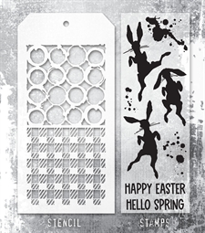 Tim Holtz Mixed Media Set (Clear Stamp & Stencil) - #83 (bunny hop)