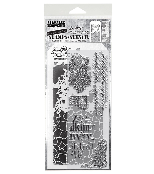 Tim Holtz Mixed Media Set (Clear Stamp & Stencil) - #23 (fragments)