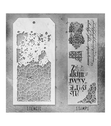 Tim Holtz Mixed Media Set (Clear Stamp & Stencil) - #23 (fragments)