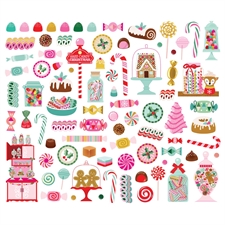 Simple Stories Die Cuts - Bits & Pieces / Hard Candy Christmas SWEET BITS (84 pieces)