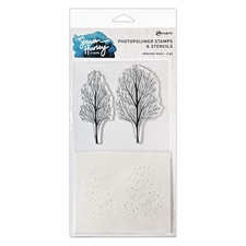 Simon Hurley Clear Stamp & Stencil Set - Trees