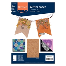 Florence Glitter Paper / Cardstock - Copper (A4)