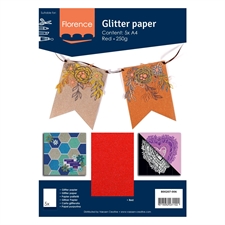 Florence Glitter Paper / Cardstock - Red (A4)