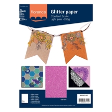 Florence Glitter Paper / Cardstock - Light Pink (A4)