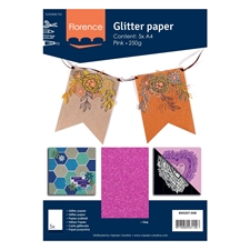Florence Glitter Paper / Cardstock - Pink (A4)