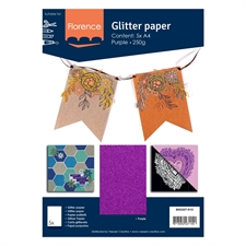 Florence Glitter Paper / Cardstock - Purple (A4)