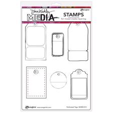 Dina Wakley Cling Rubber Stamp Set - Perforated Tags