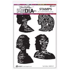 Dina Wakley Cling Rubber Stamp Set - Text Profiles