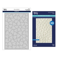 Simon Hurley by Spellbinders Embossing Folder & Stencil - Puffy Hearts BUNDLE