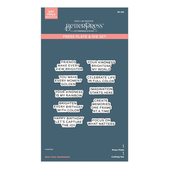 Spellbinders BetterPress Plate & Die Set - Reel Color Sentiments