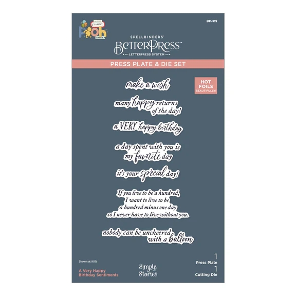 Spellbinders BetterPress Plate & Die set - Pooh Birthday / A Very Happy Birthday Sentiments