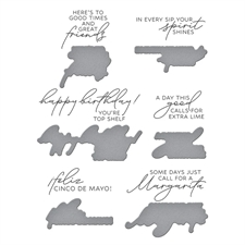 Spellbinders BetterPress Plate & Die Set - Happier Hour / Sip Sip Olé Sentiments