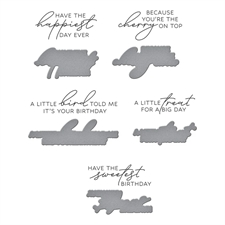 Spellbinders BetterPress Plate & Die Set - Happier Hour / Fountain Wishes Sentiments