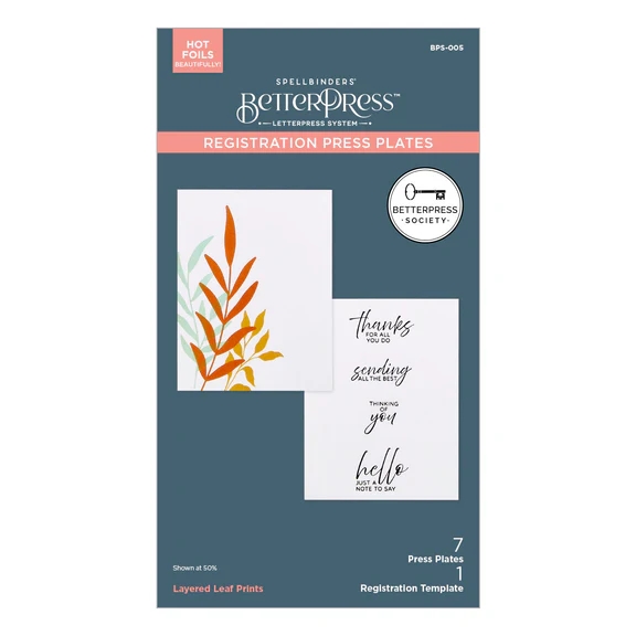 Spellbinders BetterPress Plate - Layered Leaf Prints