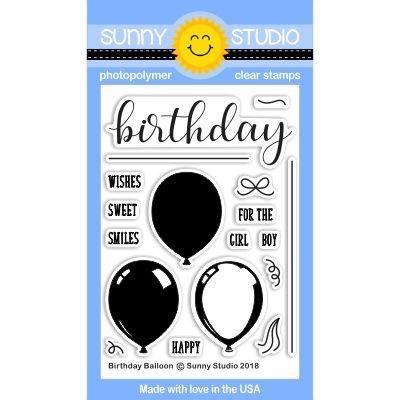 Sunny Studio Stamps - Clear Stamp / Birthday Balloon