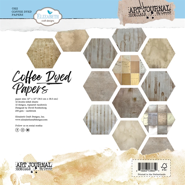 Elizabeth Crafts Paper Pack 12x12" - Coffee Dyed Papers