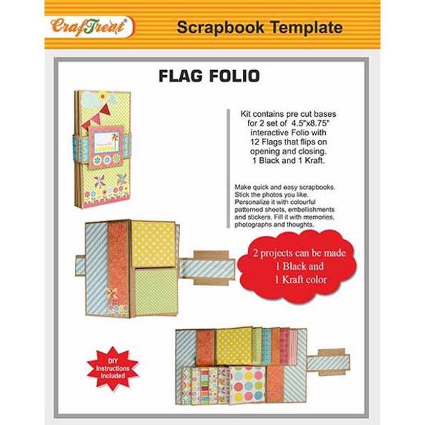 CrafTreat Scrapbook Template - Flag Folio - Black + Kraft