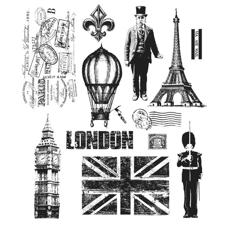 Tim Holtz Cling Rubber Stamp Set - Paris to London