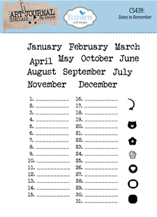 Elizabeth Crafts Planner A5 Clear Stamp - Art Journal / Dates to Remember