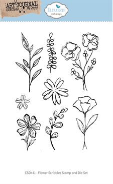 Elizabeth Crafts Clear Stamp & Die Set - Hello You / Flower Scribbles