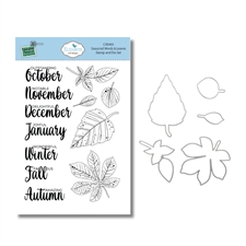 Elizabeth Crafts Everyday Memories Clear Stamp & Die Set - Seasonal Words & Leaves