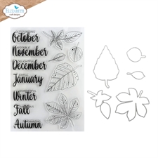 Elizabeth Crafts Everyday Memories Clear Stamp & Die Set - Seasonal Words & Leaves