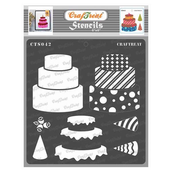 CraftTreat Stencil - Layered 3-tier Cake (6x6")