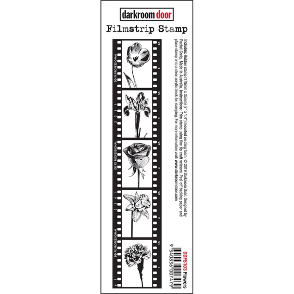 Darkroom Door Stamp - Filmstrip Stamp / Flowers