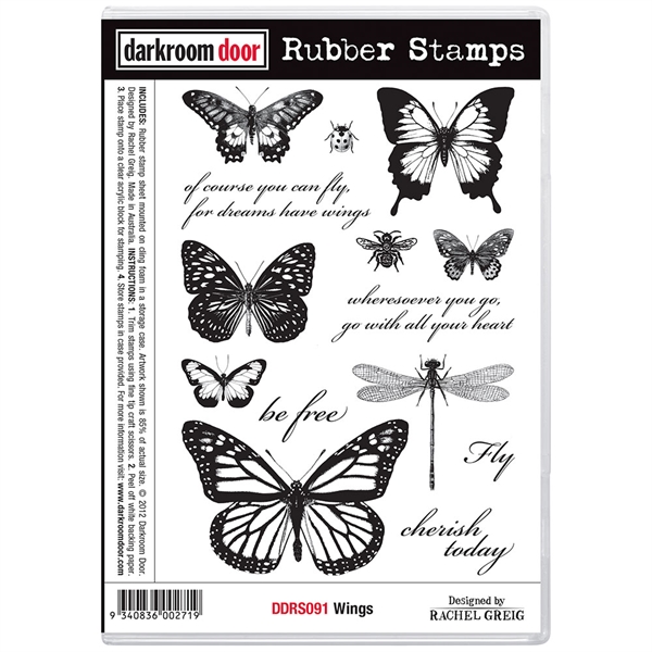 Darkroom Door Stamp - Rubber Stamp Set / Wings