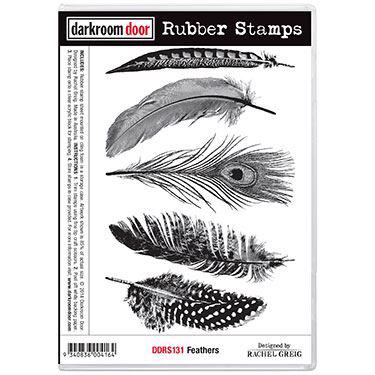 Darkroom Door Stamp - Rubber Stamp Set / Feathers