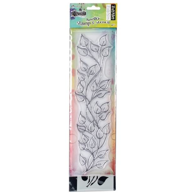 Dylusion Clear Stamp & Stencil Set - 12" Large Leaf Border (stor)