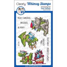 Whimsy Stamps Clear Stamp - Dragon Christmas Wishes