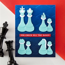 Spellbinders Dies + Stencil + Embossingfolder + Stamp - Check Mate / I Want it All BUNDLE