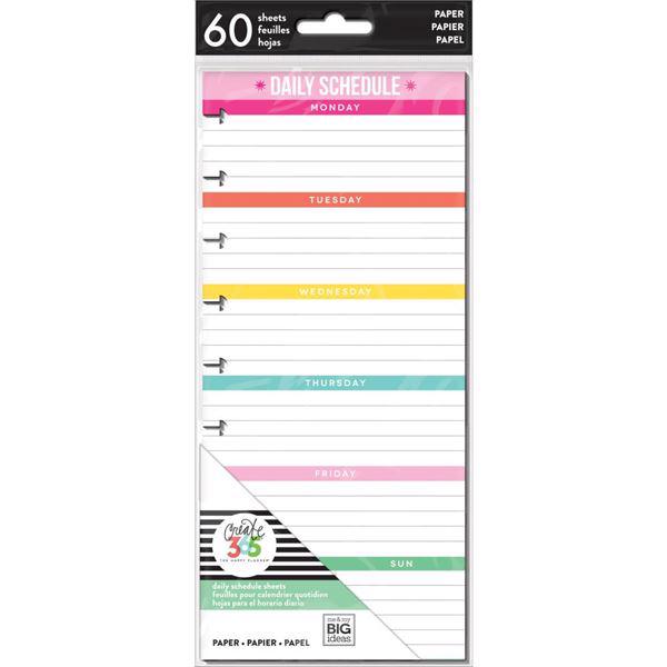 Happy Planner / Create 365 - Half Sheet Fill Paper / Daily Schedule (std)