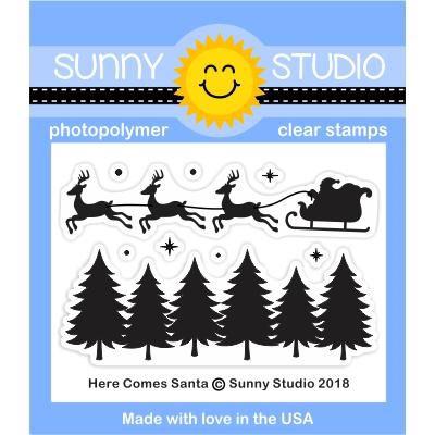 Sunny Studio Stamps - Clear Stamp / Here Comes Santa
